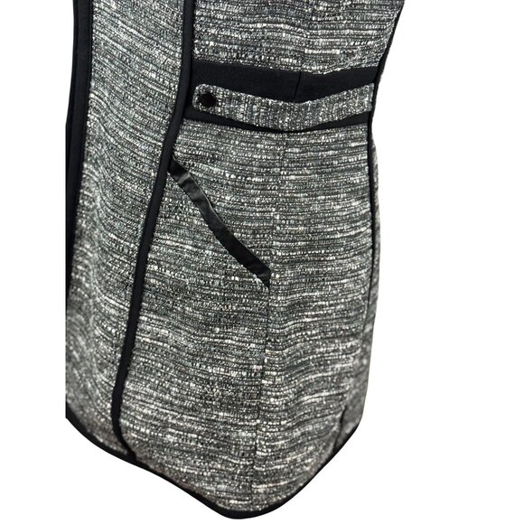 Laundry by Shelli Segal Black Gray Flare Coat Jacket Womens Size 6 Contrast Trim - Picture 9 of 16
